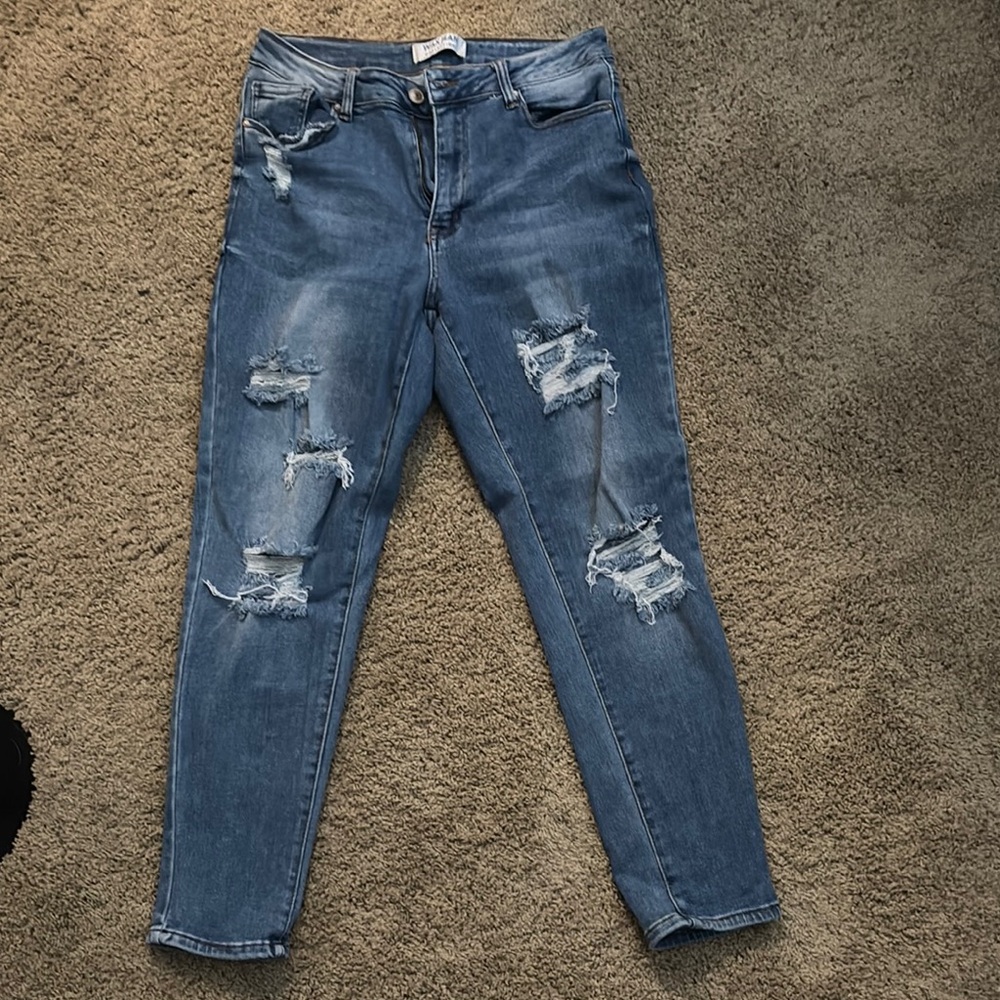 Distressed Blue Jeans